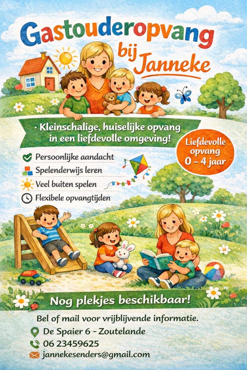 Gastouder in Zoutelande heeft plek op maandag, dinsdag, donderdag, vrijdag!
