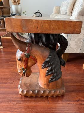Bijzettafel / plantentafel  massief paardenhoofd