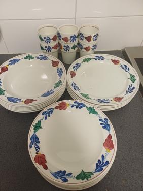 Boerenbont servies borden en mokken