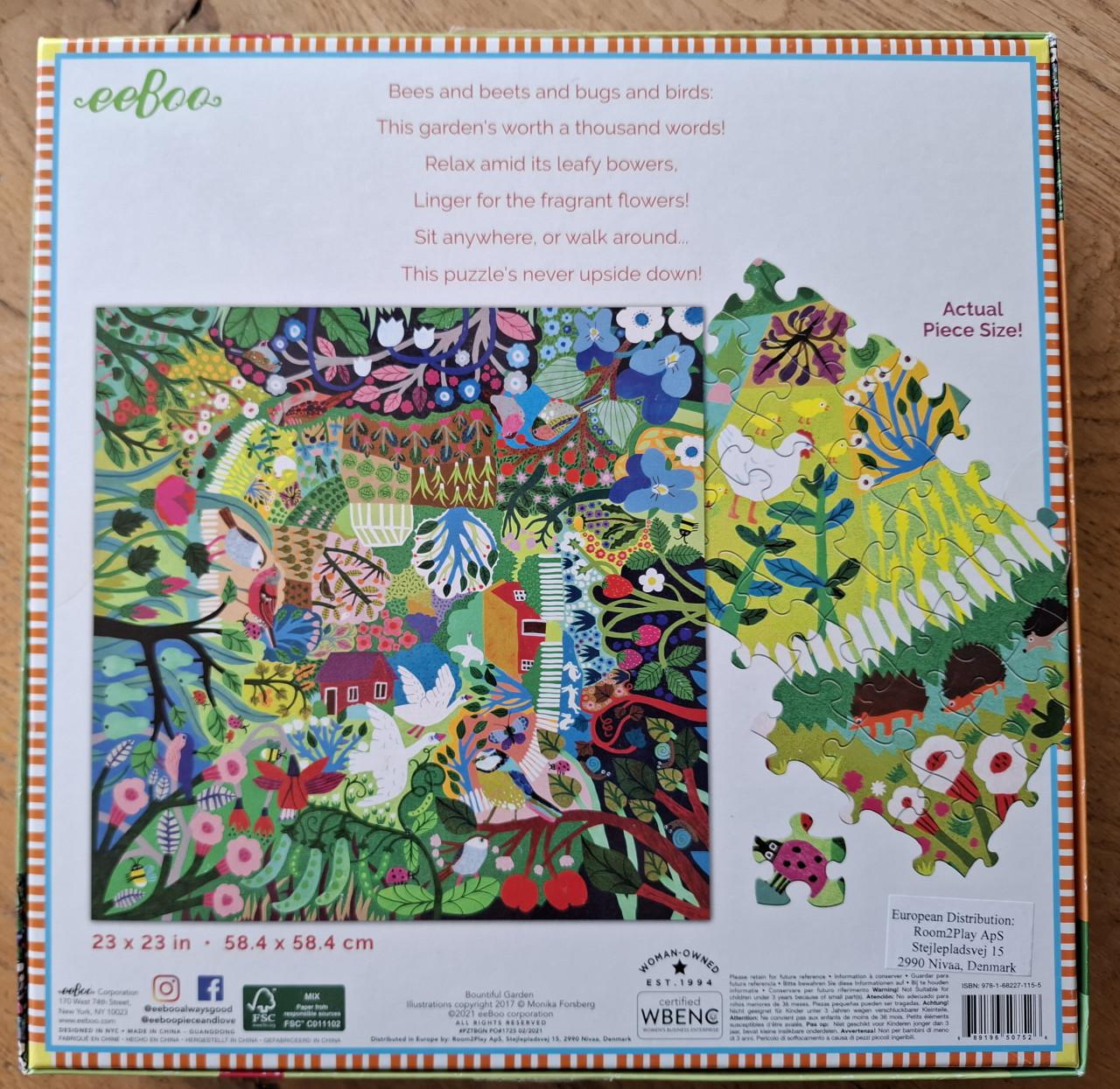 Legpuzzel Bountiful Garden en Poppy Bunny, 1000 st. z.g.a.n. Mooie puzzels