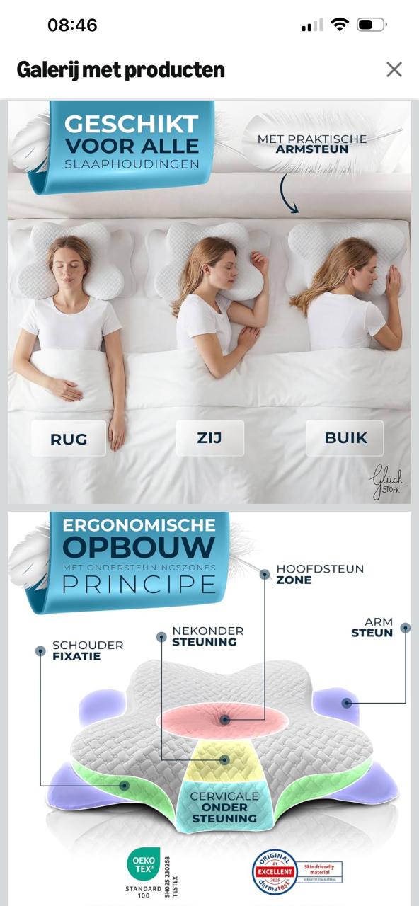 Glückstoff ergonomisch memory foam kussen