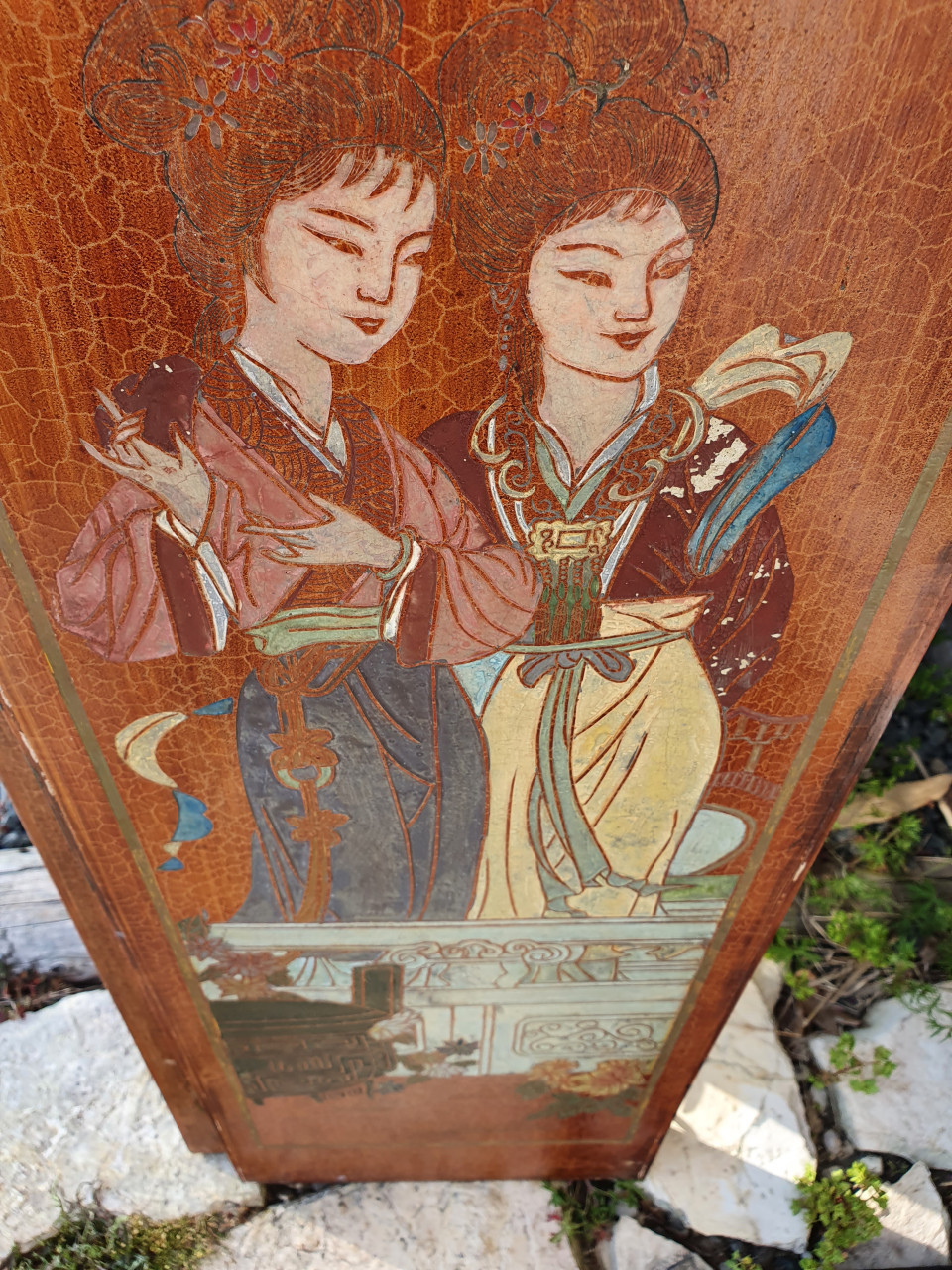 Mooie antieke chinese houten plank, handgeschilderd in mooie staat...