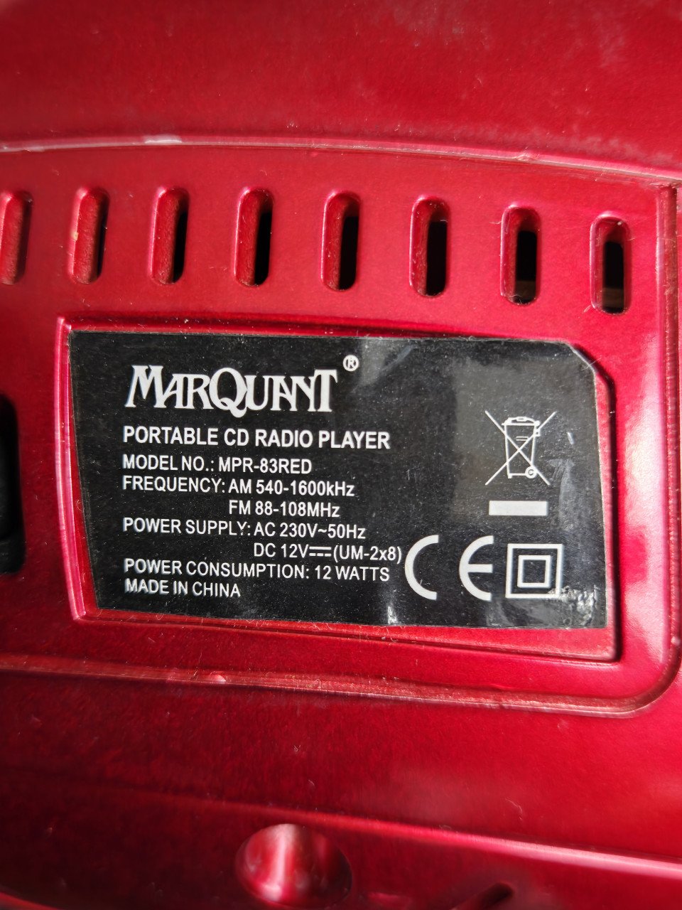 Marquant MPR-83 Draagbare cd-speler Rood, Zilver
