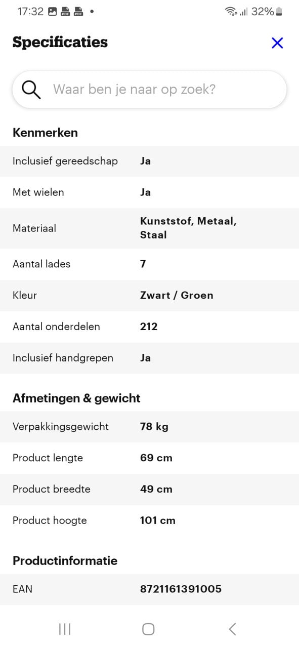 Stahlgruppe gereedschapwagen 7 lades en 5 gevuld .NIEUW