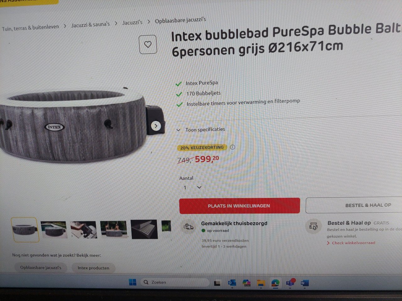 Filterpomp intex pure spa jacuzzi 6pers