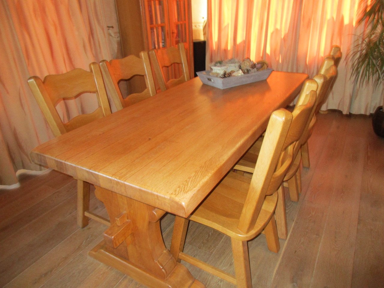 Stoere Eiken Kloostertafel 90 x 200 cm evt 6 Eiken Stoelen