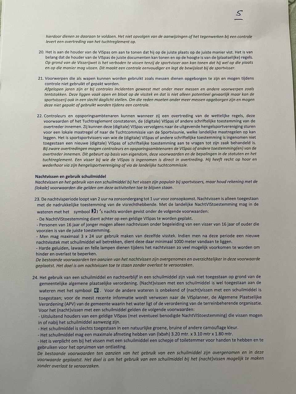 Nieuwe voorwaarden 2026/ 2027/ 2028 Sportvisunie zie foto's