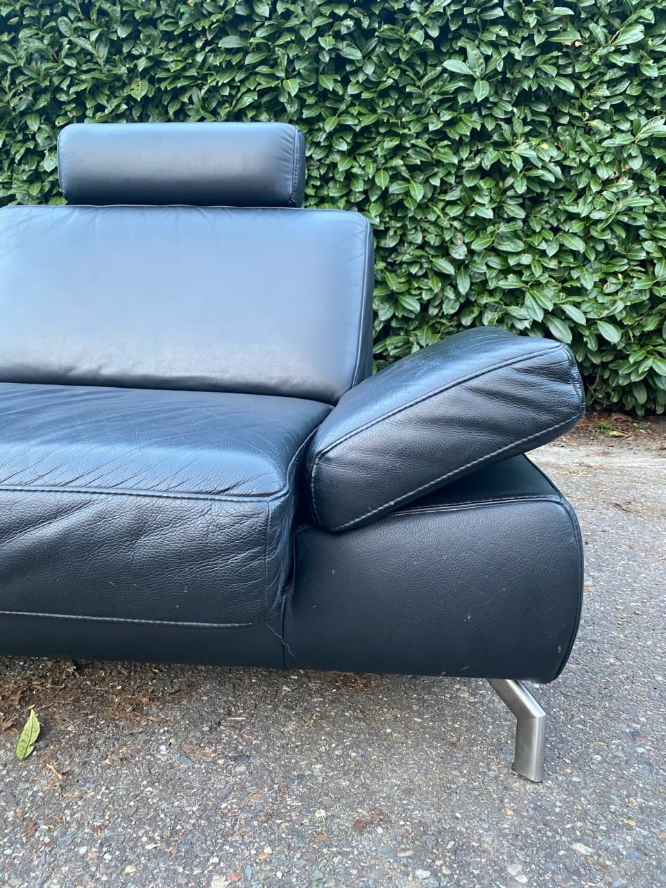 Henders & Hazel Zwarte Hoekbank-Premium Europees Comfort-Echt Leer