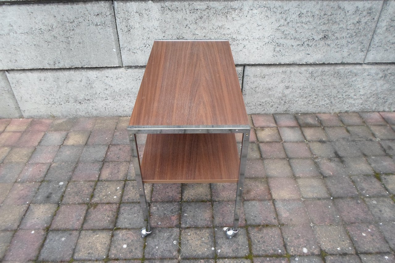 Vintage Trolley Hout Chroom