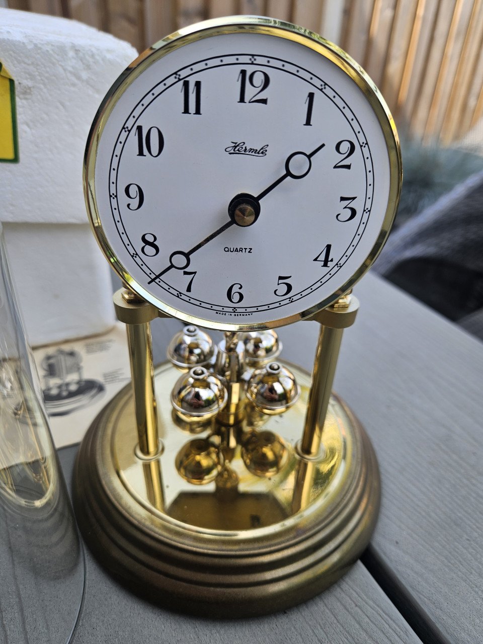 Prachtige originele duitse Franz Hermle Jaarpendule stolpklok met glas