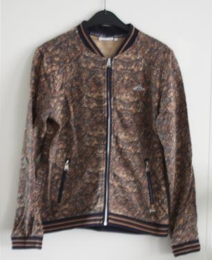 Tijgerprint vest met blauwe biezen  maat 38