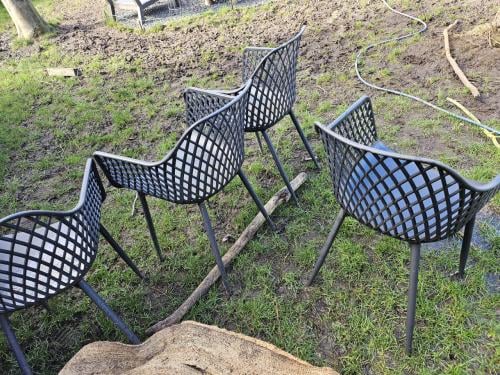 6 Donker grijze tuinstoelen webbing