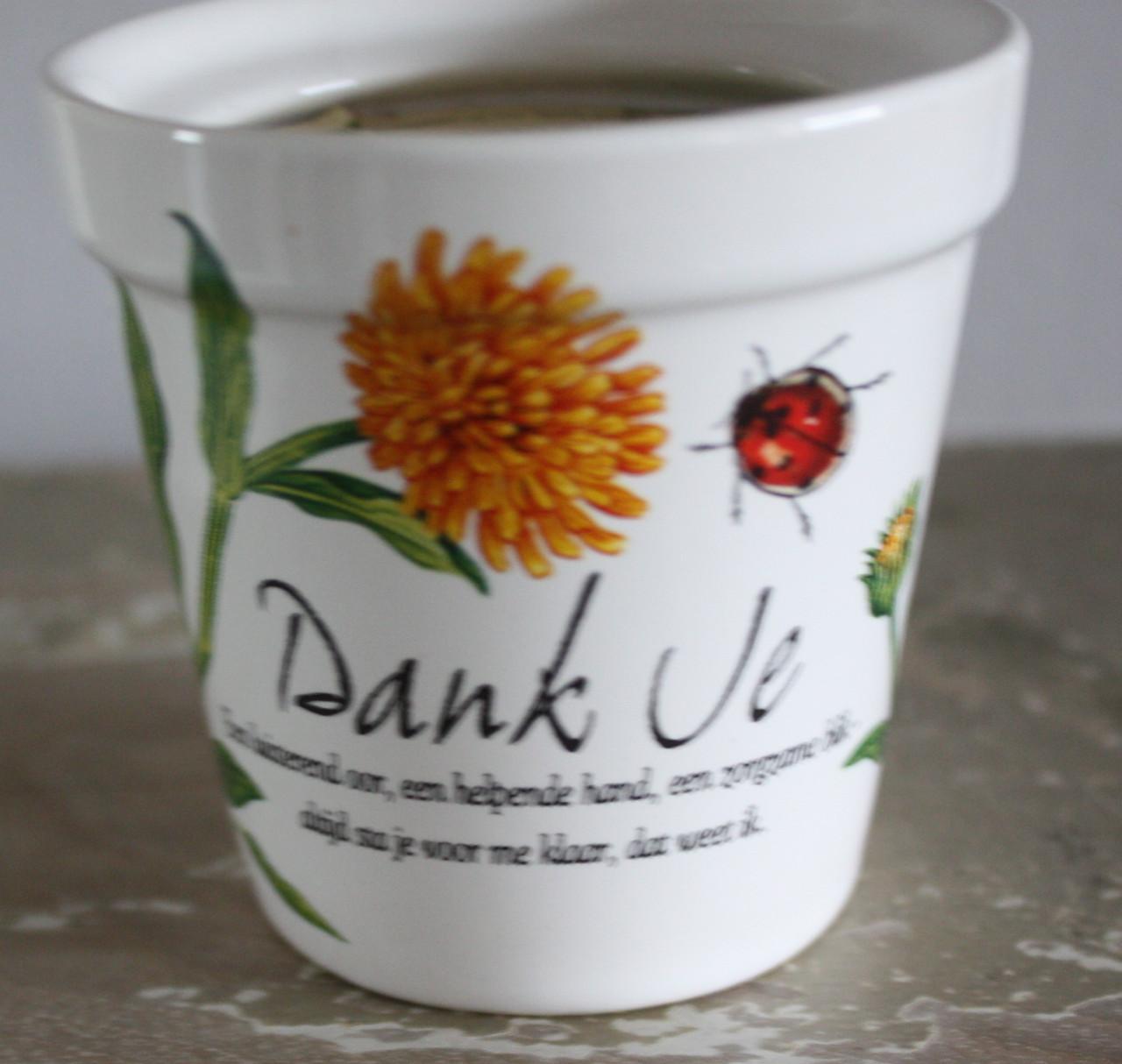 Kaars in stenen potje tekst dankjewel