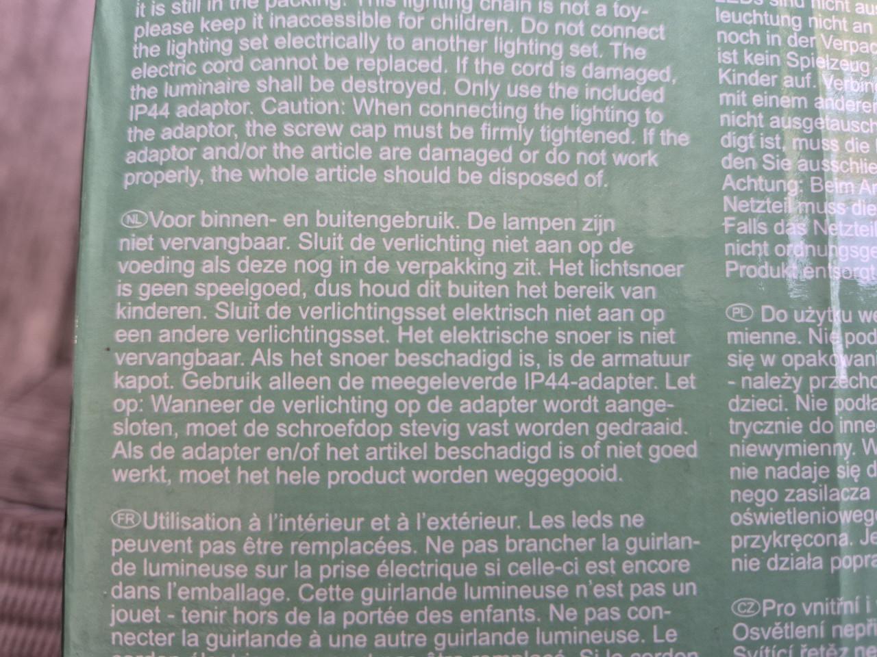 Lichtsnoer (20 mtr) voor binnen of buiten