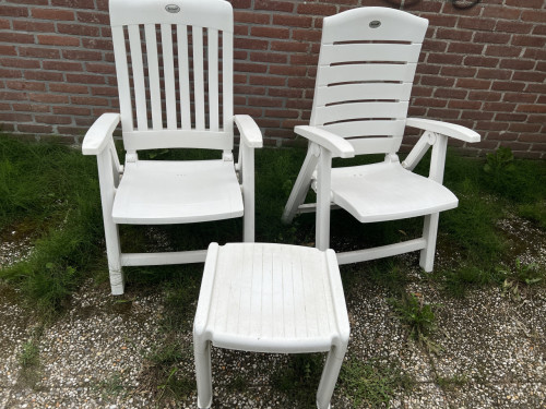 Hartman Selection verstelbare tuinstoelen met tafel wit nieuwprijs p/s 75,-