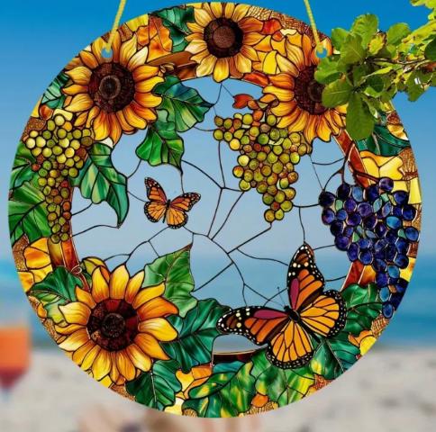 Raamhanger Vlinders in bloemenrand