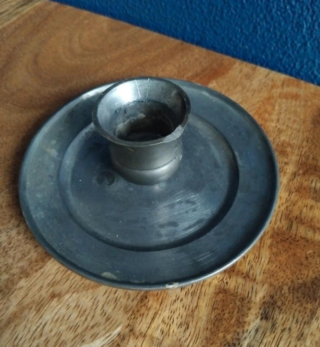 Antiek Tin Bekers / Urn / Kamerkandelaar