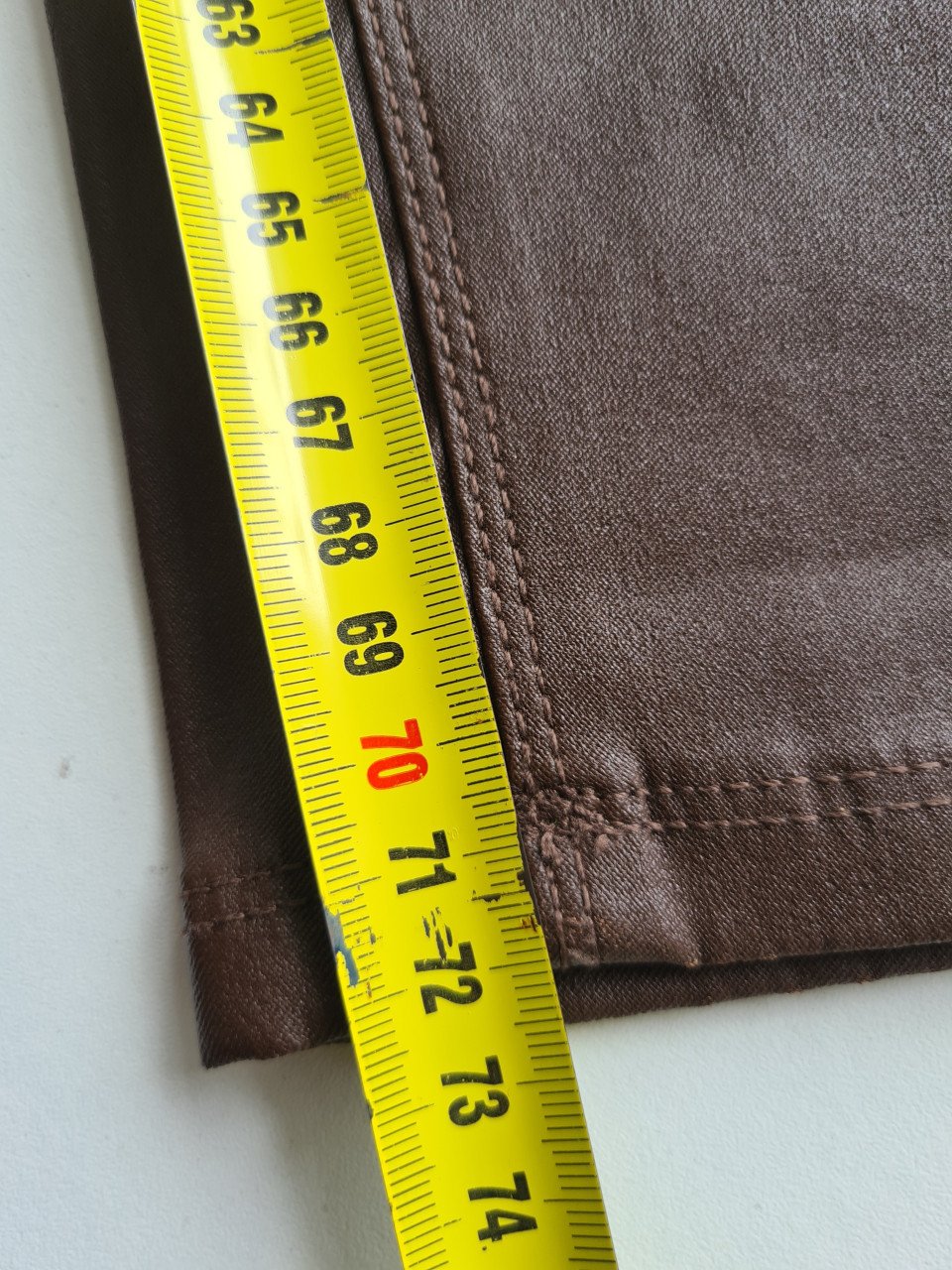 Donkerbruine PU leren broek van Denim&Co  Maat L