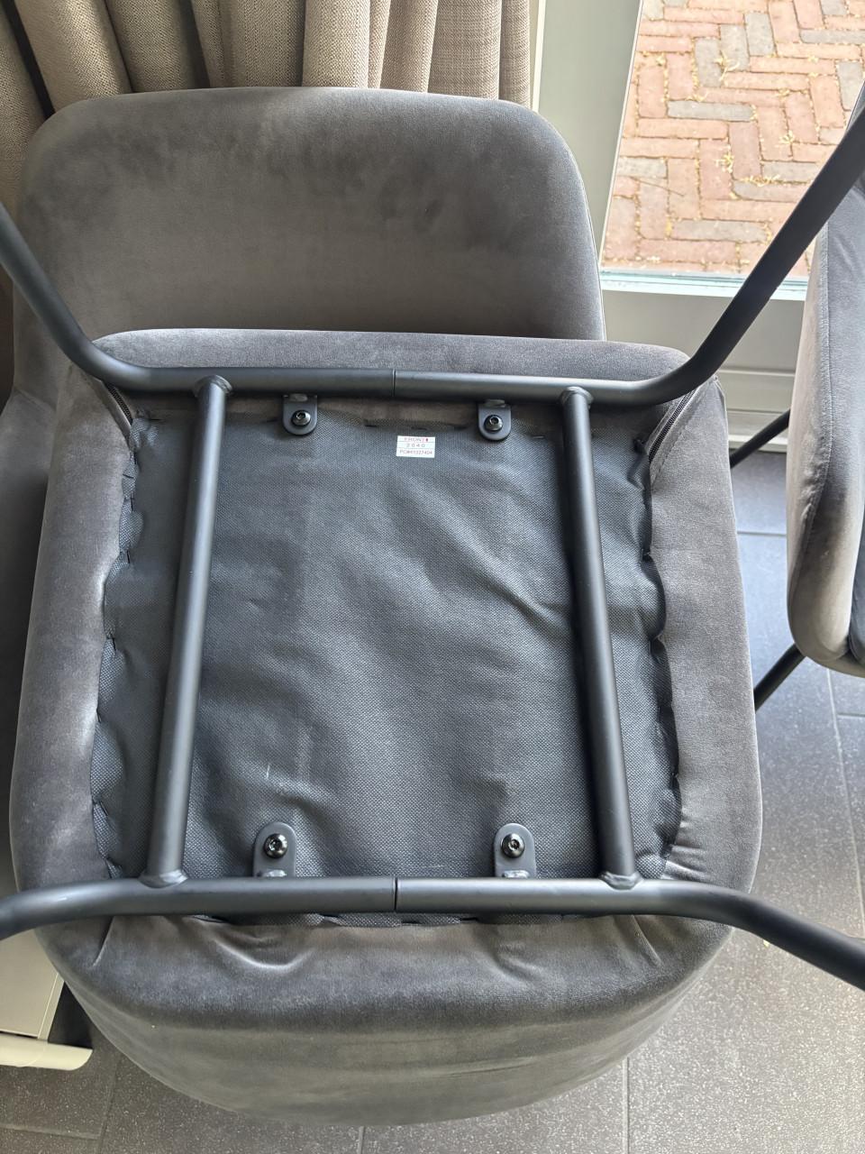 Vtwonen eetkamerstoelen fluweel antraciet