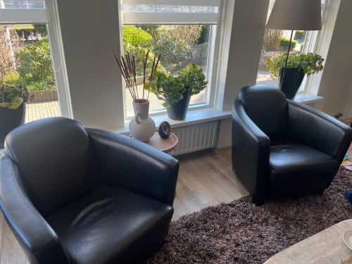 Leren fauteuils 2x