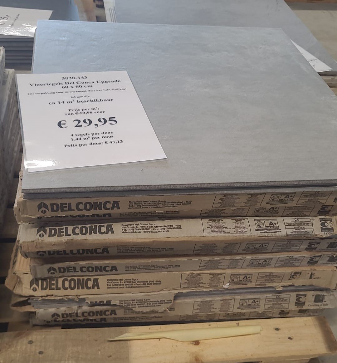 3030-143 ca 2 m² betonlook tegels, 60x60 cm, grijs, van € 119,92 voor