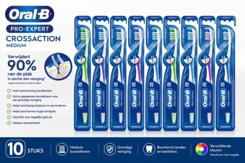 Set van 10 nieuwe Oral-B tandenborstels – Pro-Expert CrossAction – Medium