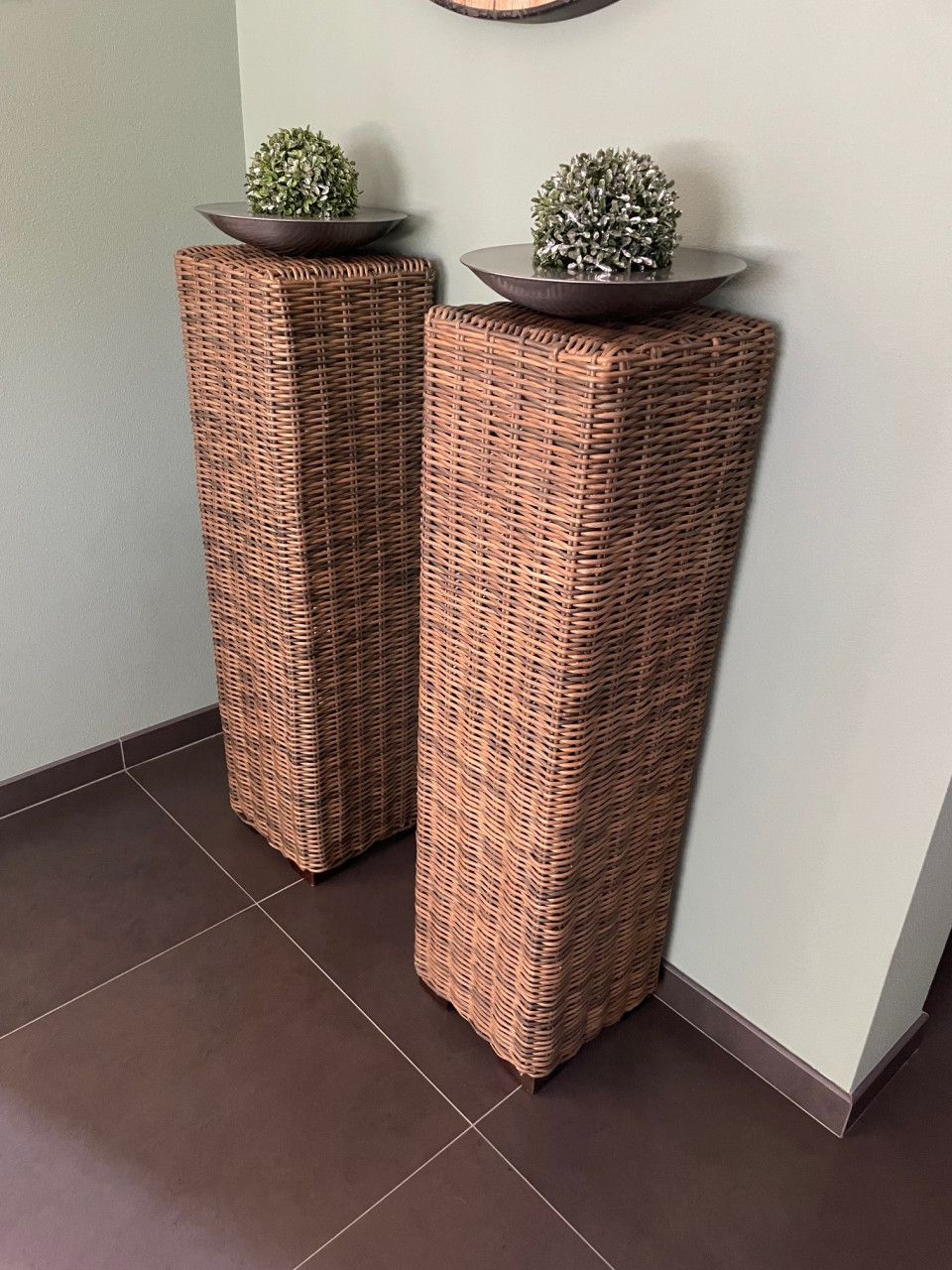 2 PRACHTIGE WICKER ZUILEN 30X30X110CM