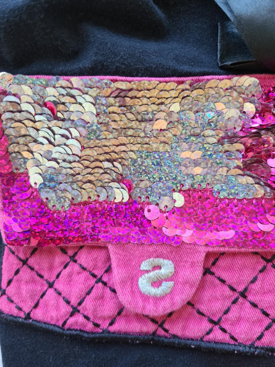 Desigual zwarte longsleeve met pailletten tasje  Mt 134-140