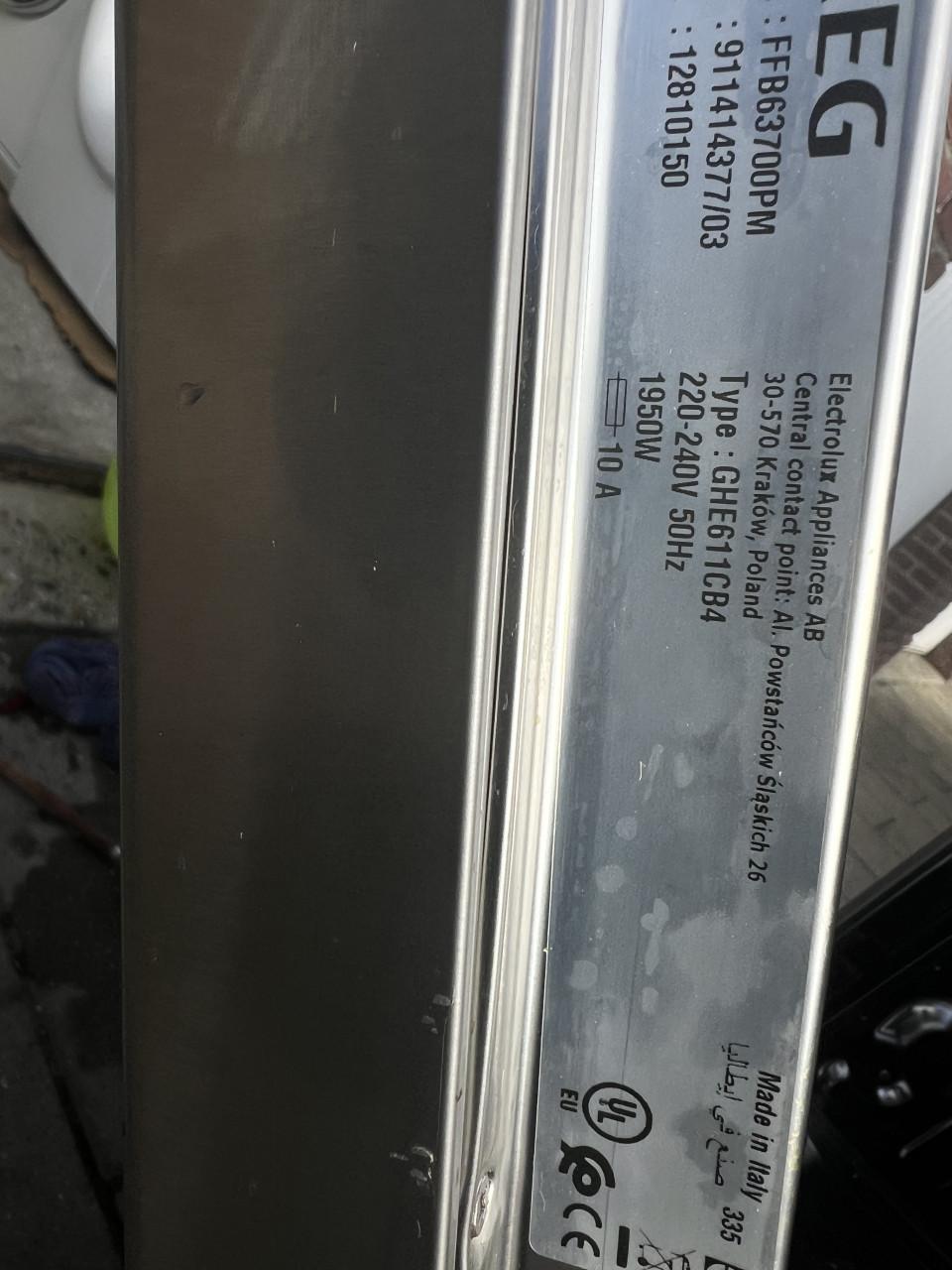 AEG FFB63700PM vrijstaand RVS vaatwasser 85x60 cm. Als nieuw