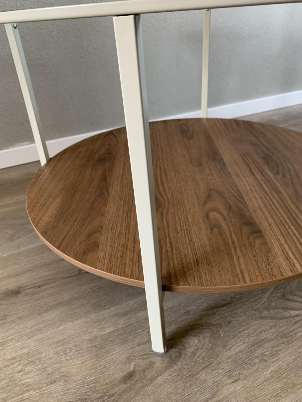 Salontafel, lichtbeige/glas, 75 cm