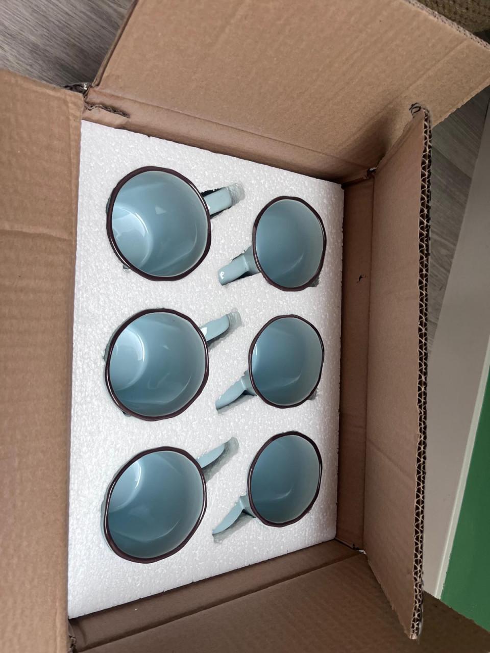 Nieuw mokkenset turquoise 6st.
