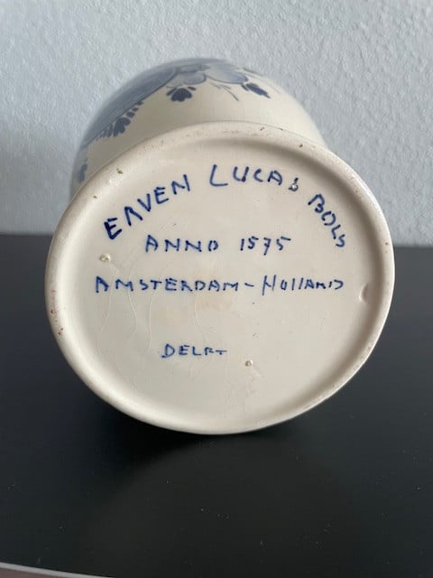 Vintage Delfs Blauw Porseleinen Bols Fles