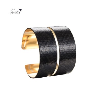 Zwarte armband van imitatie leer
