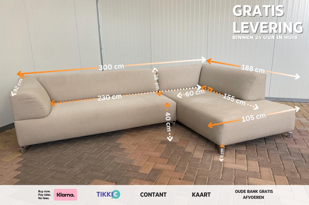 Leolux Faya Lobi Design Hoekbank – Luxe Ribstof –Gratis Levering NL & BE