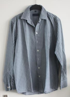 Overhemd groen wit dinkerdlauw patronen maat l41-42
