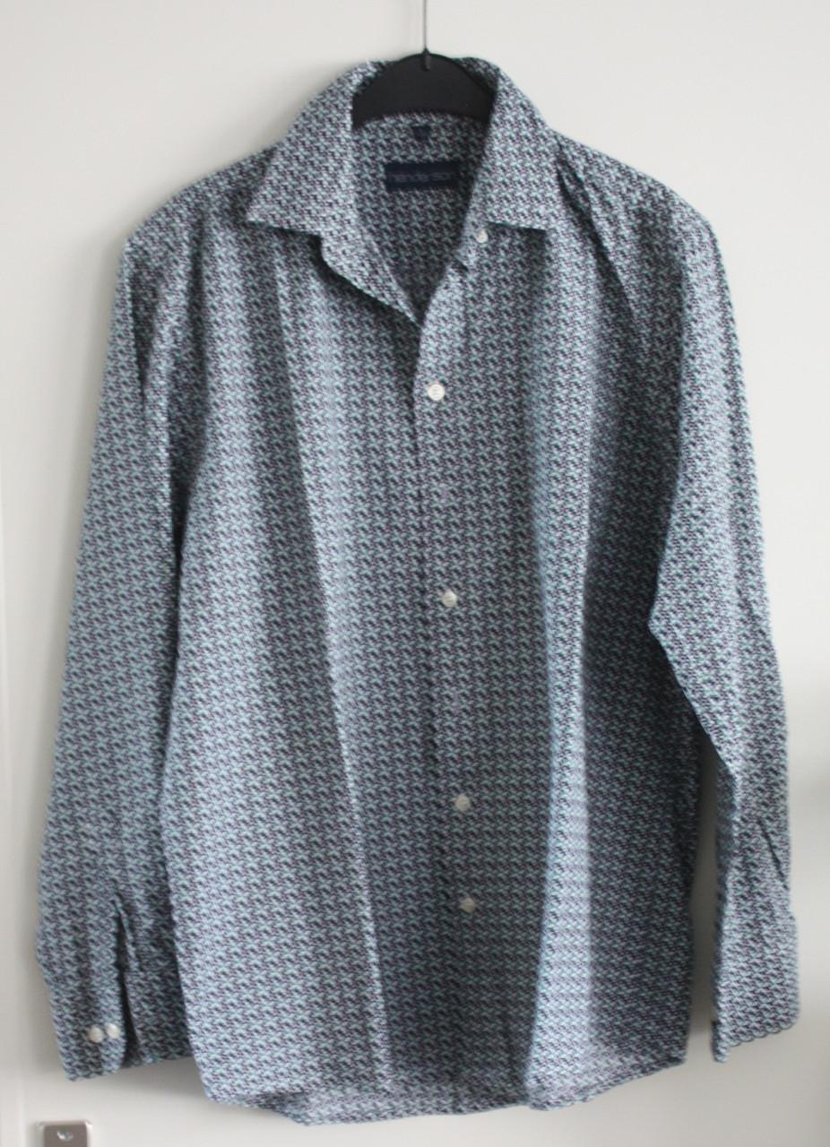 Overhemd groen wit dinkerdlauw patronen maat l41-42