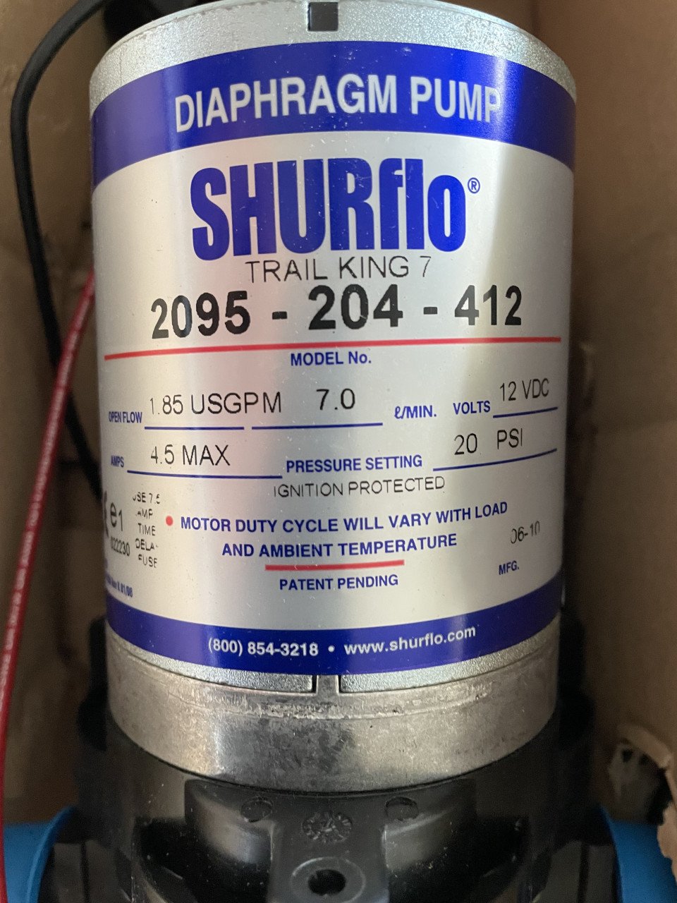 Shurflo Waterpomp en Fiamma Drukvat beiden nog niet gebruikt