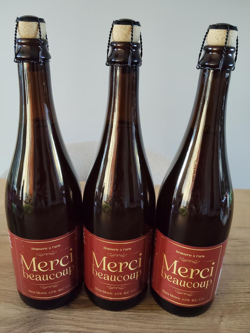 3 flessen 75cl blond speciaalbier van Merci Beaucoup