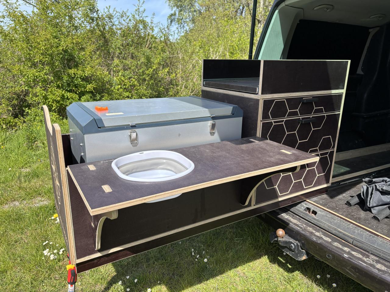 Universele Buskeuken/Camperbox +80L Koelbox | Berken Multipl
