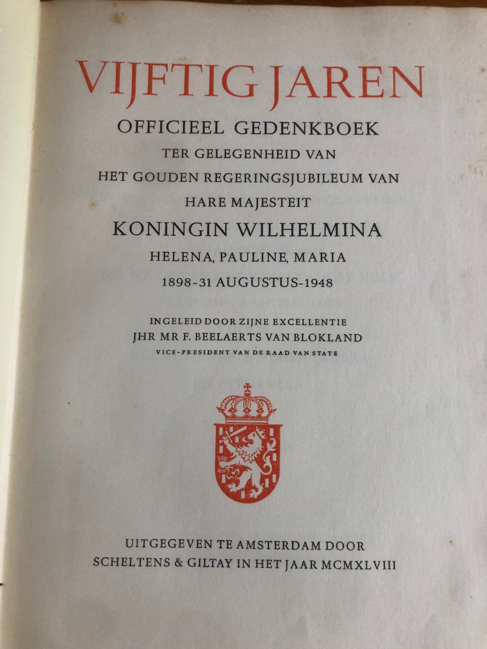Gedenkboek 50 jaren Koningin Wilhelmina