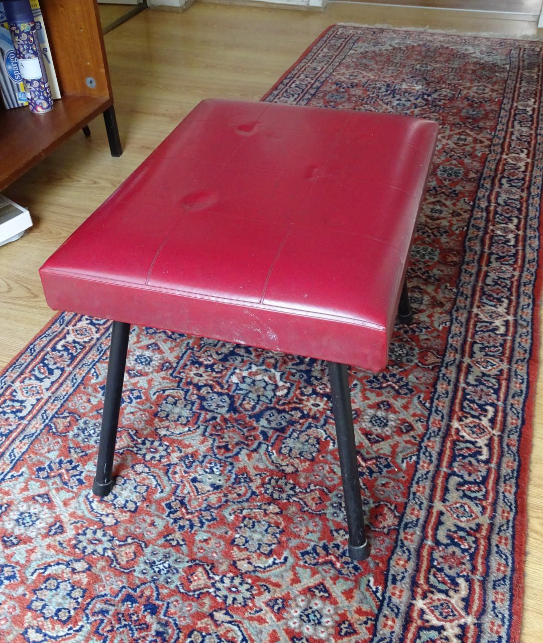 Vintage Kruk of Voetenbank Kunstleer