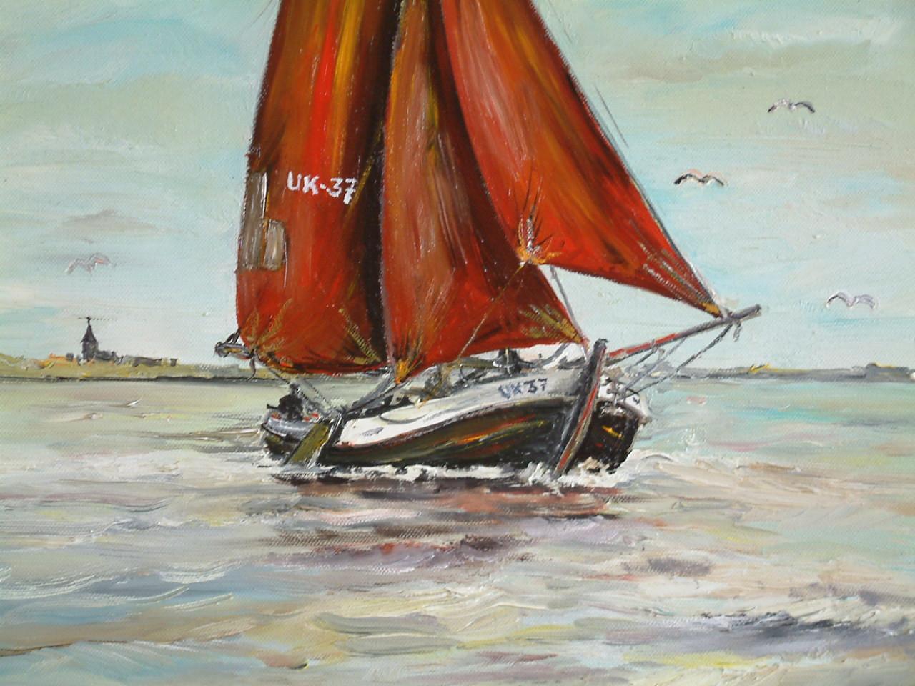 Noordzee botter uk 37  40 x 50 cm doek