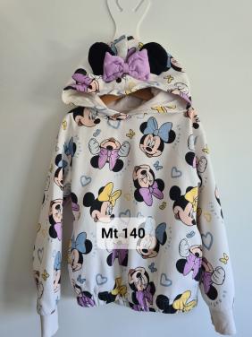 Minnie Mouse wit met kleuren hoodie met capuchon  Maat 140