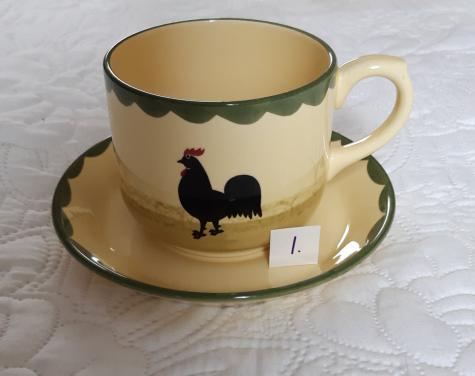 Kip en haan servies: 1 soepkop + 1 schotel