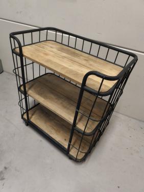 Kastje, verrijdbare trolley, mangohout, industrial look