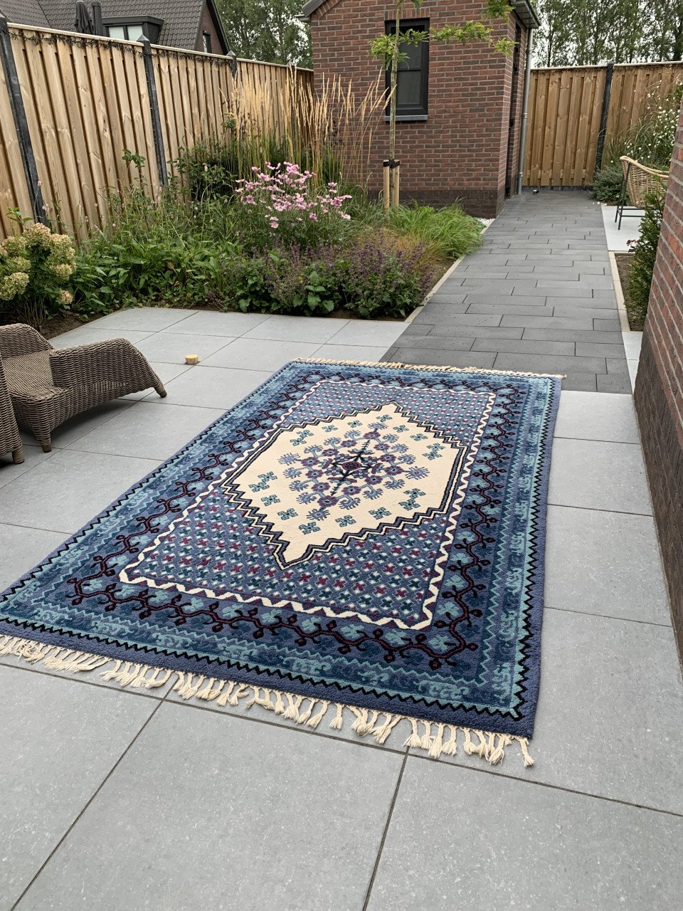 💙Schitterend Sfeervol Blauw Handgeknoopt Vintage Vloerkleed💙