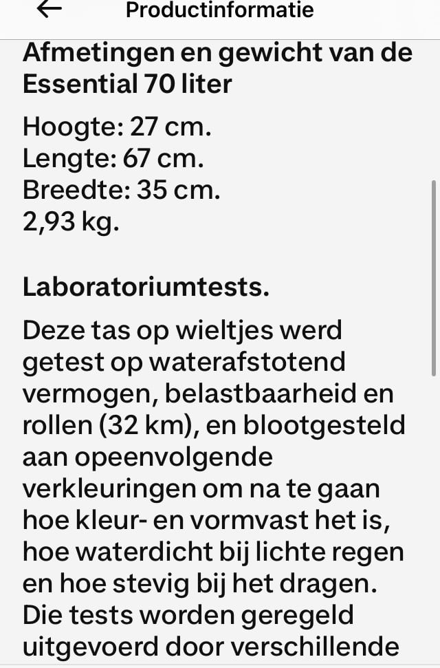 Reistas 70 liter op handige wieltjes