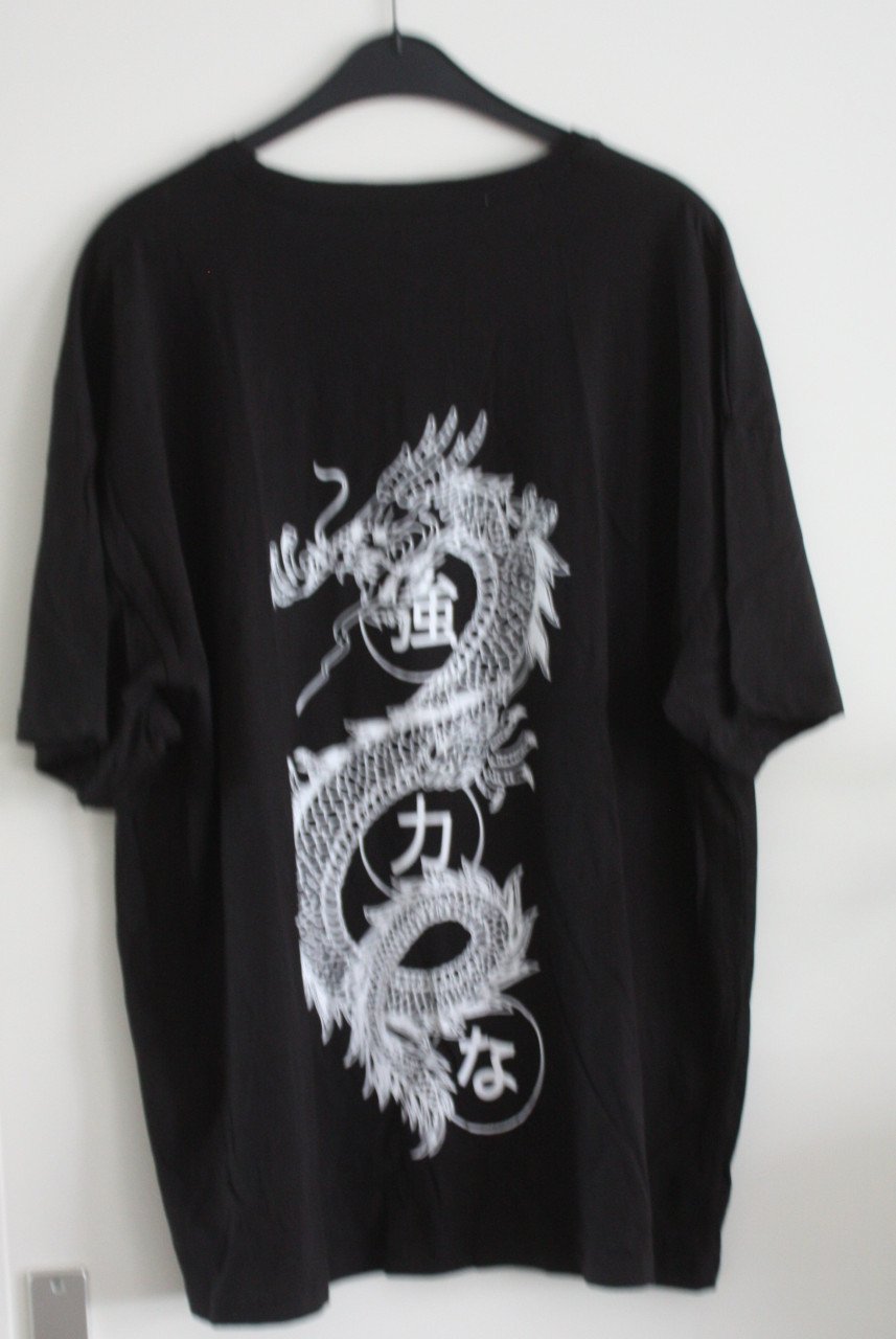 Zwart shirt draak maat xxl
