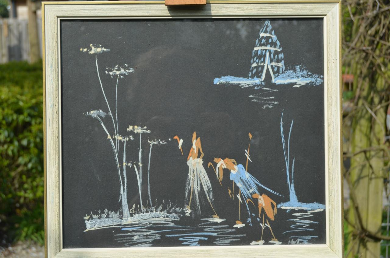 Afbeelding van een Afrikaans tafereeltje gesigneerd 'HM' (2)