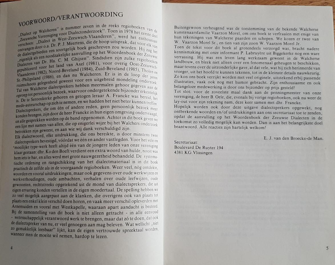 Dialect op Walcheren, door E.J. van den Broecke-de Man en A. Francke